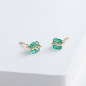 Band emerald studs