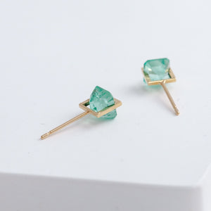 Band emerald studs