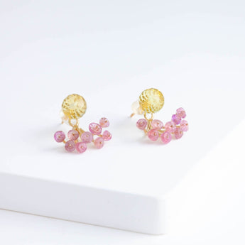 Fairy lemon quartz and pink sapphire earrings