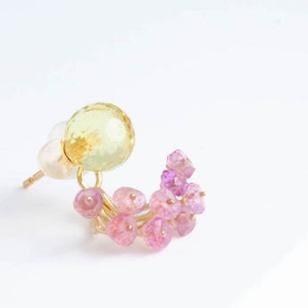 Fairy lemon quartz and pink sapphire earrings