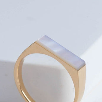 Narrow shell signet ring