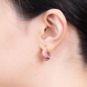 Crest pink opal lily earrings B – limited edition