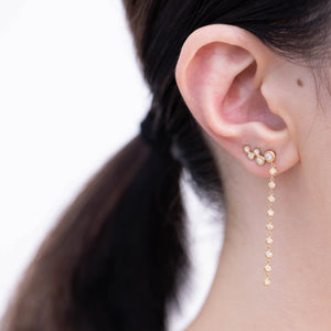 Puff small gradation diamond climber earring with a diamond strand
