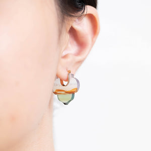 Crest colorful landscape agate Morrocan earrings