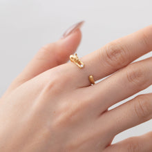 Load image into Gallery viewer, Cat and diamond gold plated silver ring
