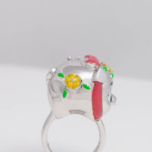 Load image into Gallery viewer, Silver piggy bank ring
