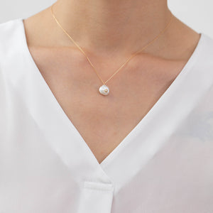 Petal and diamond single drop necklace