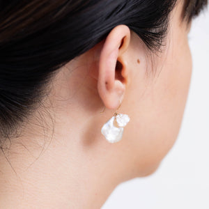 Petal double pearl hook earrings