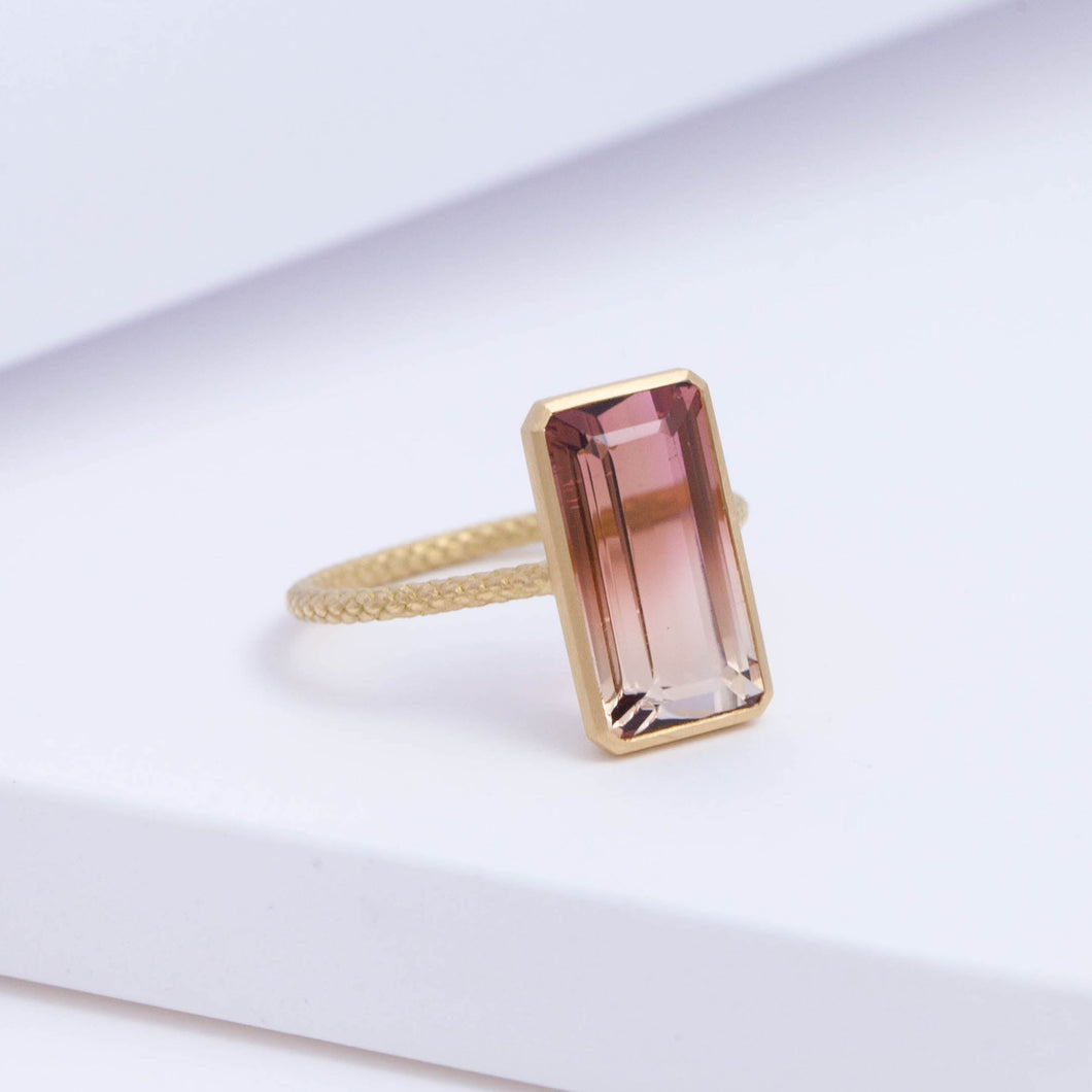 One-of-a-kind Bi-color tourmaline NS ring