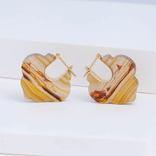 Load image into Gallery viewer, Crest sepia landscape agate Morrocan earrings
