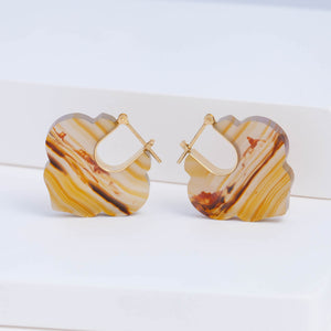 Crest sepia landscape agate Morrocan earrings