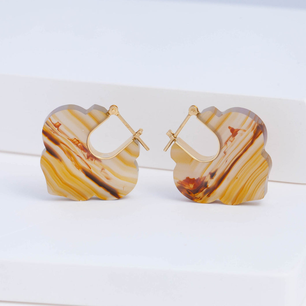 Crest sepia landscape agate Morrocan earrings