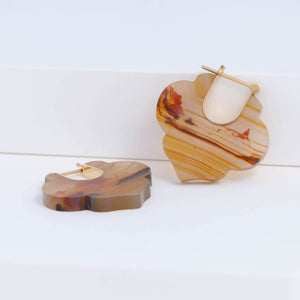 Crest sepia landscape agate Morrocan earrings