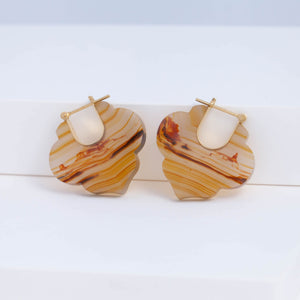 Crest sepia landscape agate Morrocan earrings