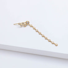 Load image into Gallery viewer, Puff small gradation diamond climber earring with a diamond strand
