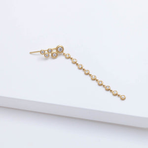 Puff small gradation diamond climber earring with a diamond strand