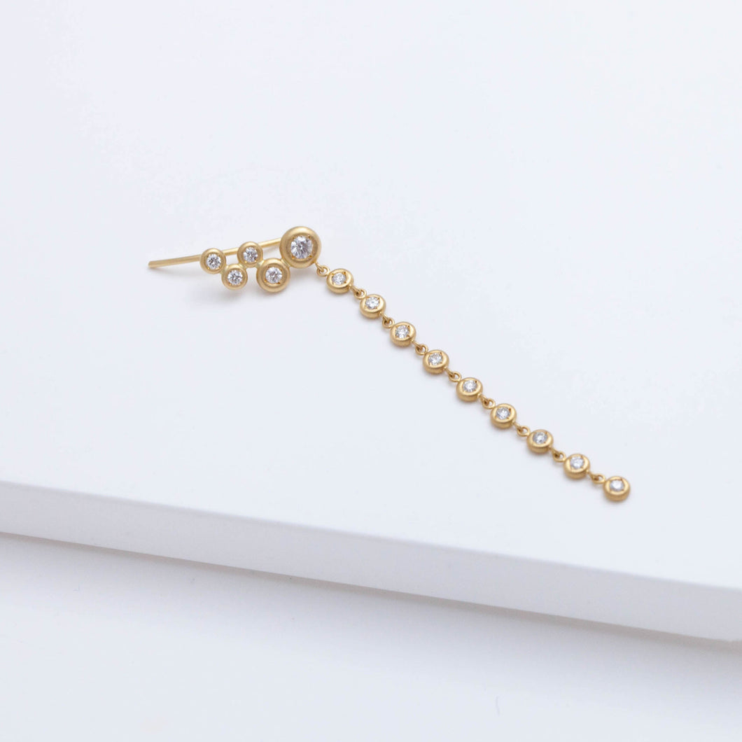 Puff small gradation diamond climber earring with a diamond strand