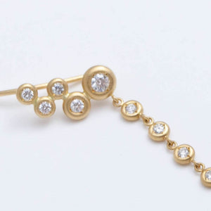 Puff small gradation diamond climber earring with a diamond strand