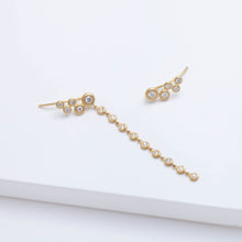 Load image into Gallery viewer, Puff small gradation diamond climber earring with a diamond strand

