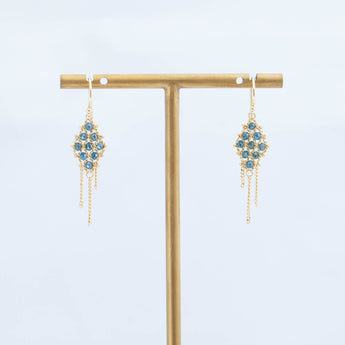 Small blue diamond textile earrings