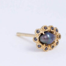 Load image into Gallery viewer, South sea black pearl black diamond studs
