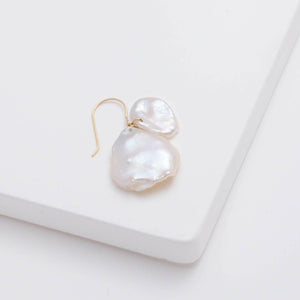 Petal double pearl hook earrings