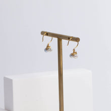Load image into Gallery viewer, Baby Akoya pearl double pearl hook diamond earrings
