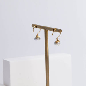 Baby Akoya pearl double pearl hook diamond earrings
