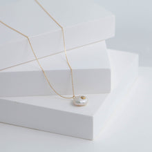 Load image into Gallery viewer, Petal and diamond single drop necklace
