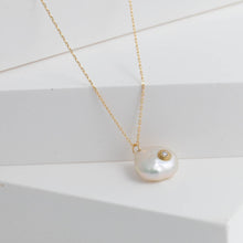Load image into Gallery viewer, Petal and diamond single drop necklace
