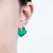 Load image into Gallery viewer, Crest green agate Damask earrings
