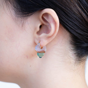 Crest colorful landscape agate Morrocan earrings