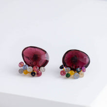 Load image into Gallery viewer, Fairy garnet and multi-color sapphire earrings
