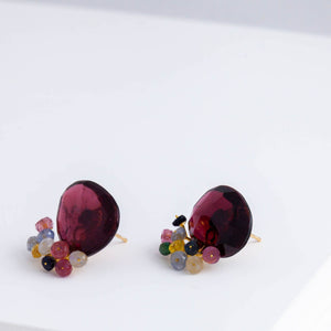 Fairy garnet and multi-color sapphire earrings