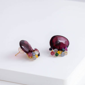 Fairy garnet and multi-color sapphire earrings