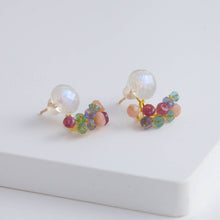 Load image into Gallery viewer, Fairy blue moonstone and mixed stone earrings B
