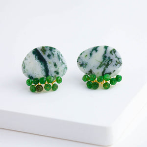 Fairy green jasper and green garnet earrings