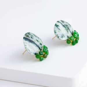 Fairy green jasper and green garnet earrings