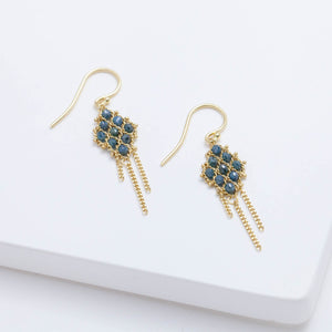 Small blue diamond textile earrings