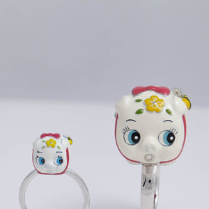 White piggy bank ring