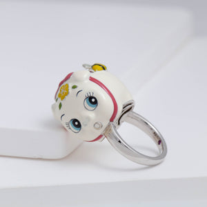 White piggy bank ring