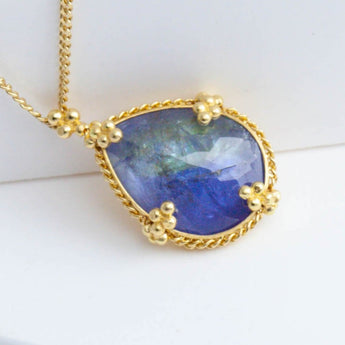 One-of-a-kind bi-color tanzanite necklace