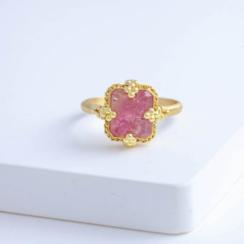 One-of-a-kind rectangular pink tourmaline ring