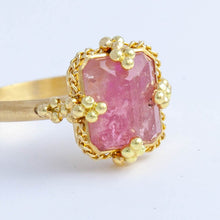 Load image into Gallery viewer, One-of-a-kind rectangular pink tourmaline ring
