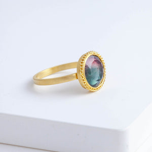 One-of-a-kind round watermelon tourmaline ring