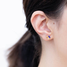 Load image into Gallery viewer, Plum flower lapis lazuli butterfly earrings

