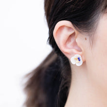 Load image into Gallery viewer, Plum flower lapis lazuli butterfly earrings
