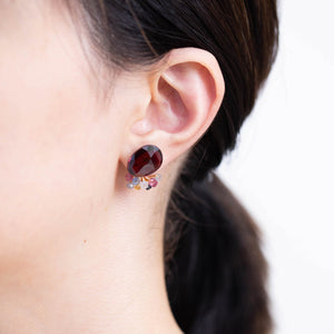 Fairy garnet and multi-color sapphire earrings