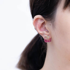 Fairy oval rutilated quartz and ruby earrings