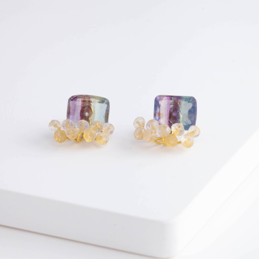 Fairy bi-color fluorite and rose quartz earrings [Limited Edition]